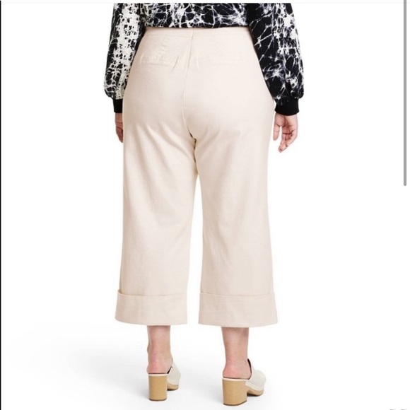 NWT Rachel Comey Cream High-Rise Cuff Straight Leg Cropped Pants - Picture 2 of 16